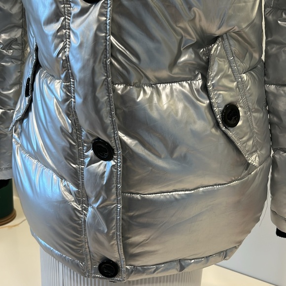 Diesel Silver Metallic Puffer Jacket button & zip kids 16 or W Sm - Picture 3 of 16
